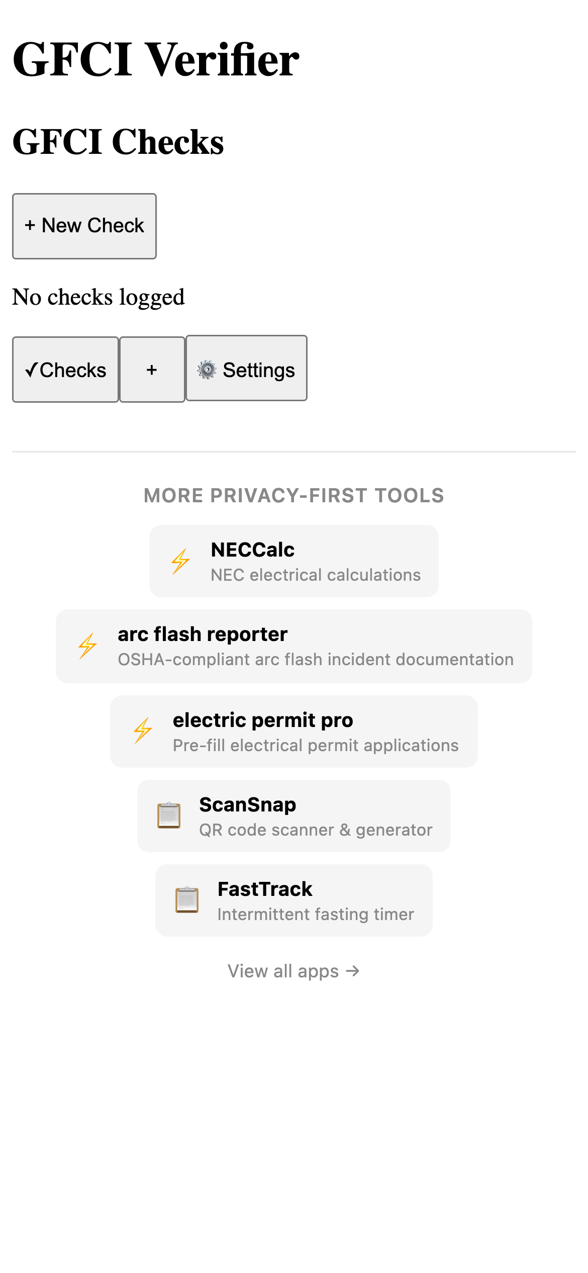 gfci verifier Pro main interface